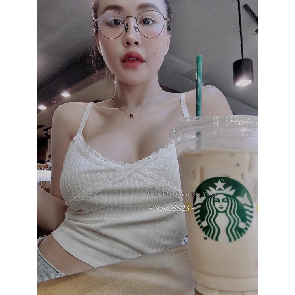 Áo hai dây viền ren va.len