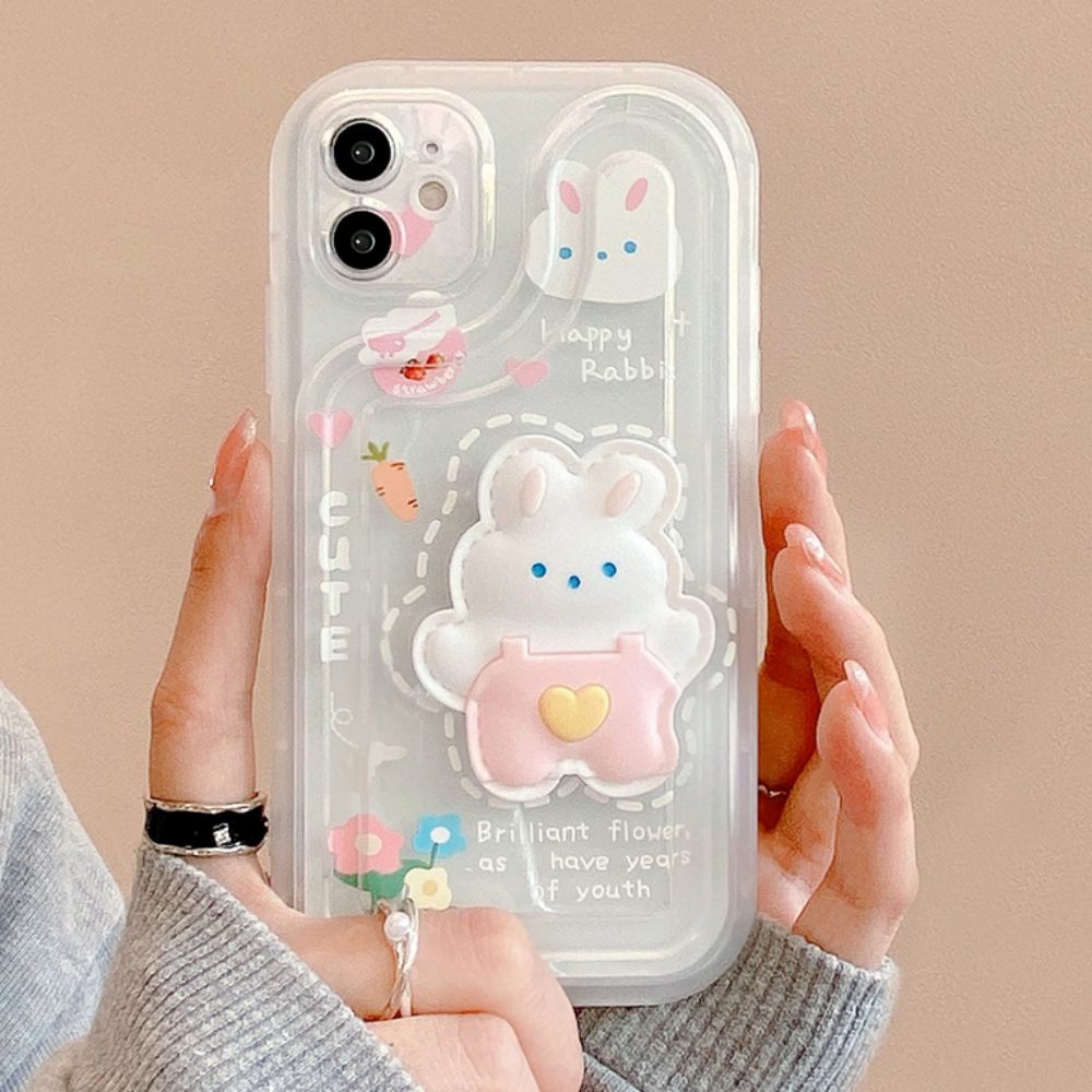 Ốp Điện Thoại TPU Mềm Hình Gấu Thỏ 3D Cho Iphone 11 14 13 12 Pro Max Xr Xs Max 7 8 Plus Se