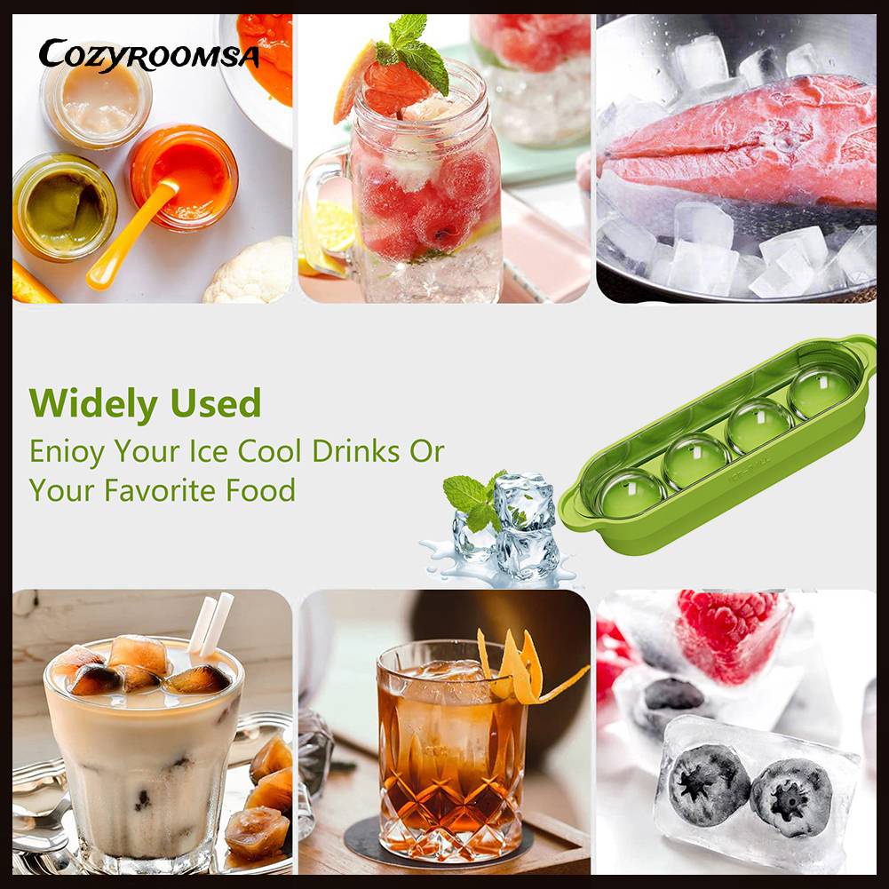 Khuôn Silicone Làm Đá 4 Ô Có Thể Tái Sử Dụng