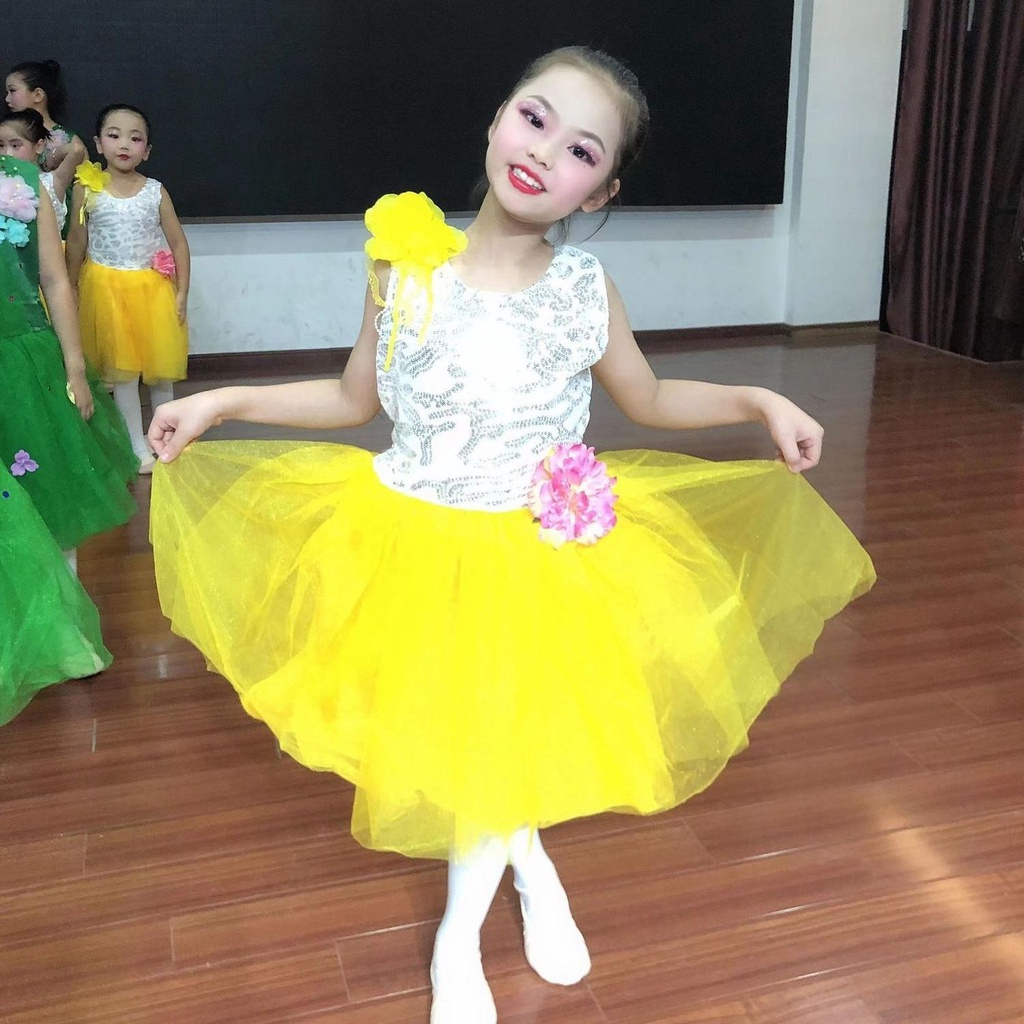 Trẻ em trang phục trẻ em váy gạc mẫu giáo chorus quần áo cô gái váy công chúa khiêu vũ trang phục biểu diễn váy gạc