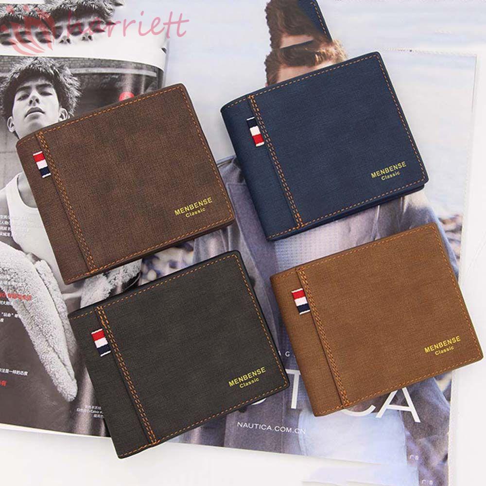 Ví Da PU Nhiều Ngăn Đựng Thẻ Màu Trơn Nhỏ Gọn Thời Trang Cho Nam