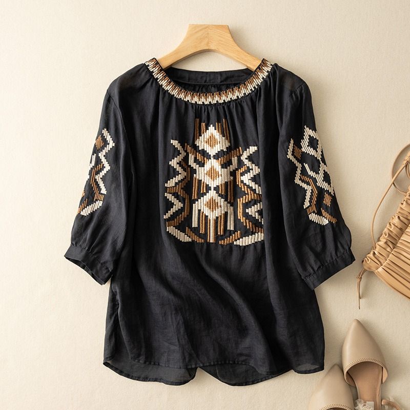 Áo Sơ Mi Cotton Lanh Dáng Rộng Thời Trang Mùa Hè Phong Cách Hàn Quốc Dành Cho Nữ