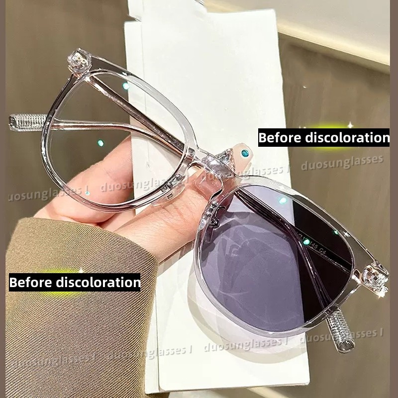 Mắt Kính Chống Bức Xạ Tròng Vuông Màu Nâu Đậm Phong Cách Cổ Điển Thời Trang Cho Nam Và Nữ