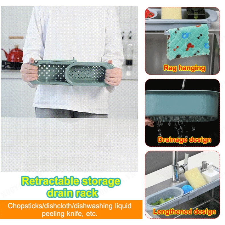 Giá Đựng Đồ Dùng Có Lỗ Thoát Nước Có Thể Thu Gọn Tiện Dụng