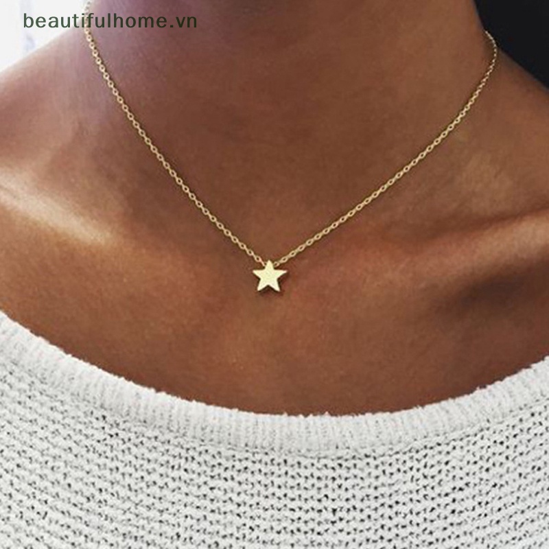 [beautifulhome] Vòng Cổ Choker Dây Xích Màu Vàng / Bạc Trang Sức Hình Ngôi Sao / Trái Tim Làm Đẹp Cho Nữ [beauty