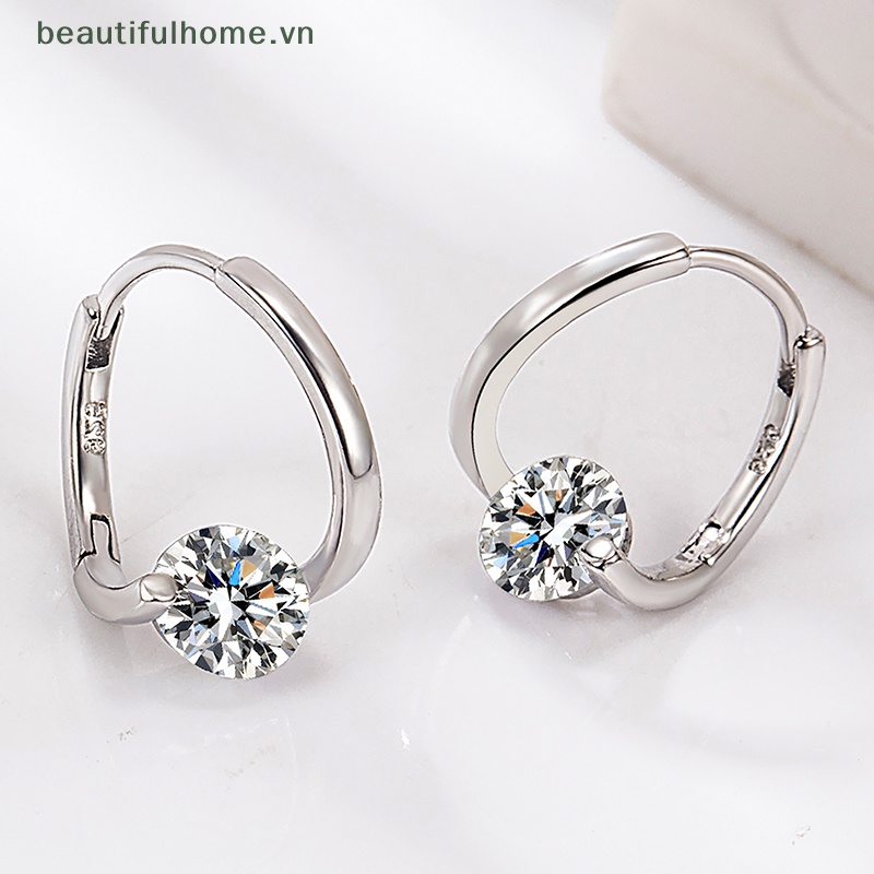 1 Đôi Bông Tai Đính Đá Zircon Đơn Giản Phong Cách Hàn Quốc Thời Trang Cho Nữ