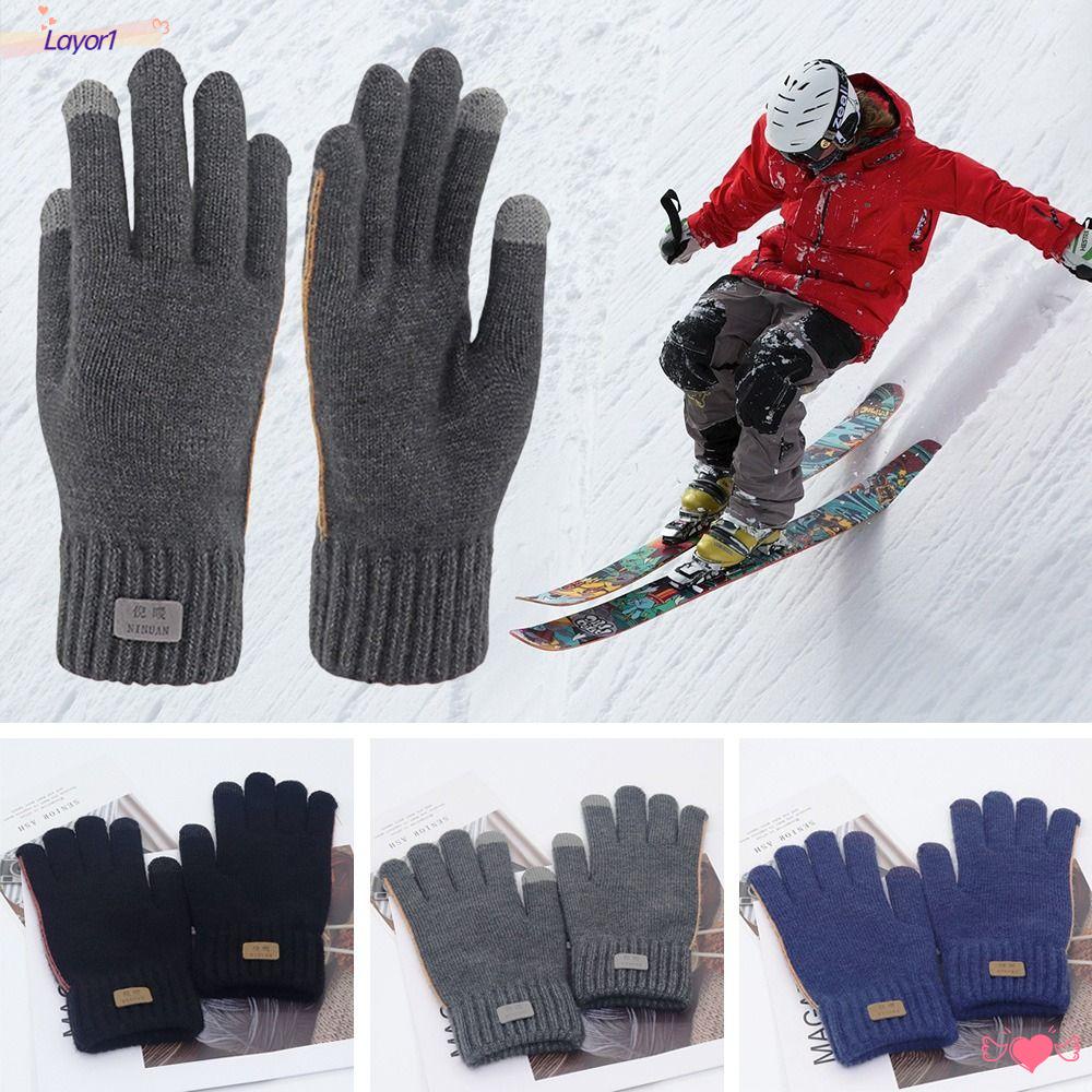 1 Đôi Găng Tay Thể Thao Phủ Lông Dày Giữ Ấm Có Thể Chạm Màn Hình Cảm Ứng Thời Trang Thu Đông