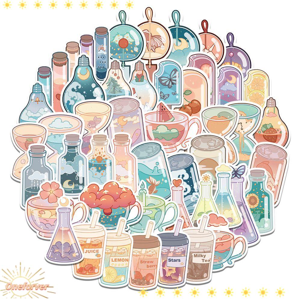 Set 50 Miếng Dán Graffiti Hình Chai Nước Trang Trí Sổ Tay / Điện Thoại / Hành Lý Cho Bé