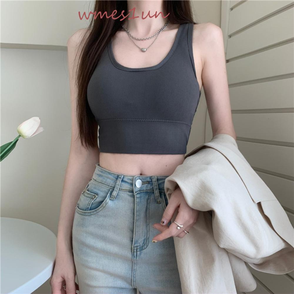 Áo Ngực Thể Thao WMES15H Không Đường May Có Mút Đệm Ngực Dây Đan Chéo Lưng Gợi Cảm Cho Nữ