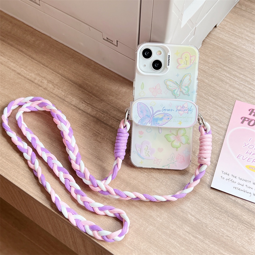 Ốp Điện Thoại TPU Mềm Trong Suốt Chống Rơi Hình Bướm Có Dây Đeo Chéo Cho iPhone 14 13 12 11 Pro Max