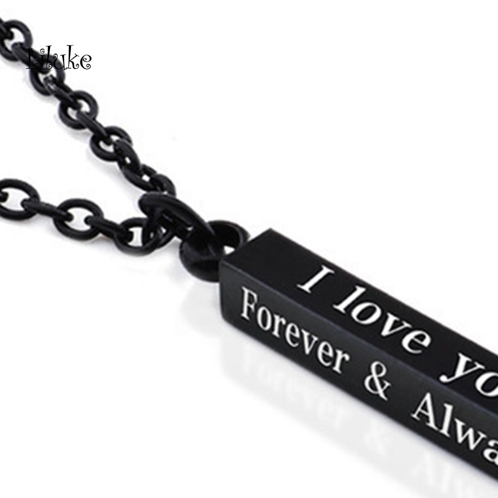 Vòng cổ Đôi Khắc Chữ I Love You Và Hình Vuông Bằng Thép Không Gỉ