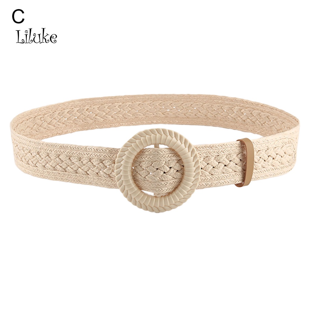 Thắt Lưng Bện Dây Khóa Tròn Bằng Nhựa Phong Cách Dân Tộc Thời Trang Cho Nữ