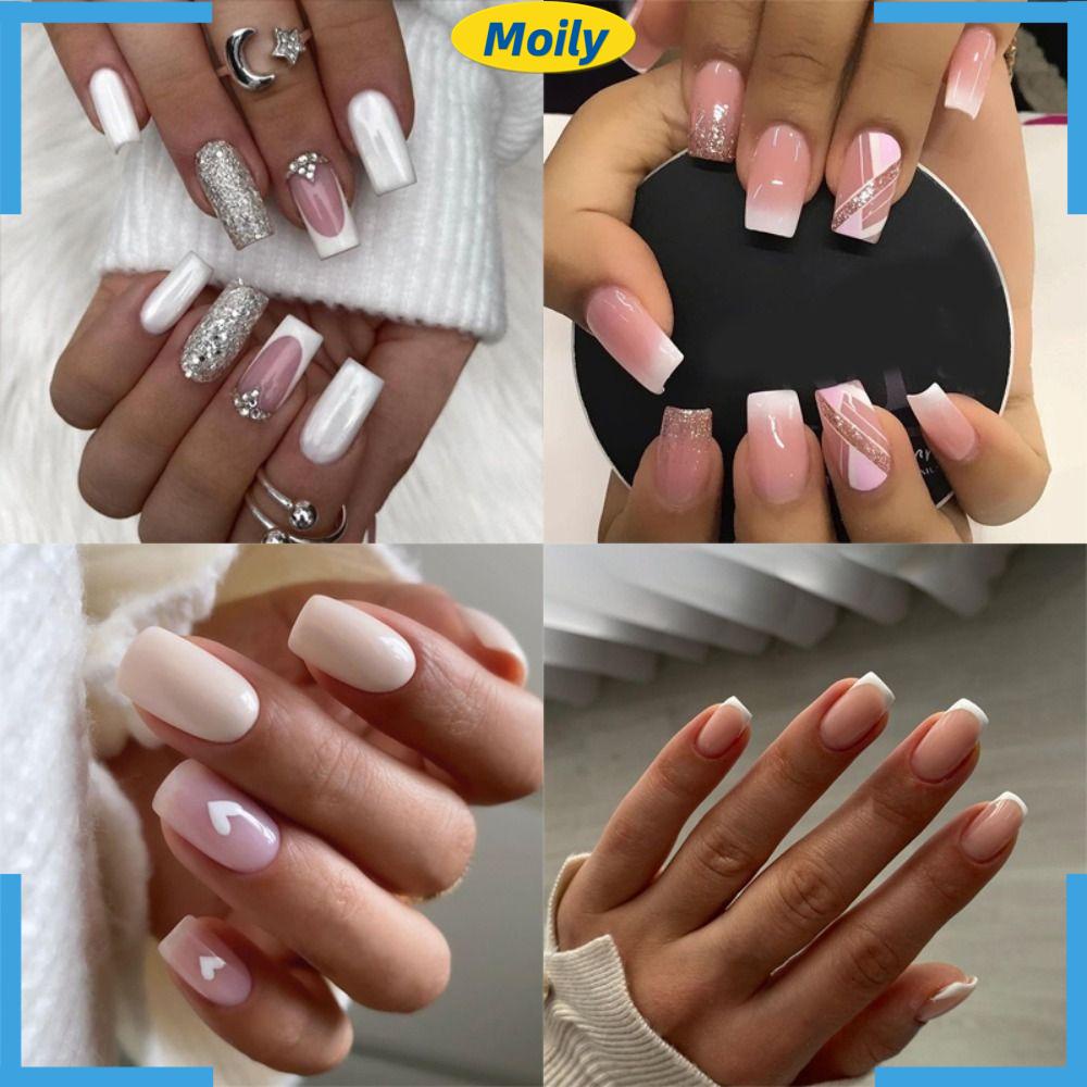 Bộ Móng Tay Giả Đầu Vuông Dạng Nhấn DIY