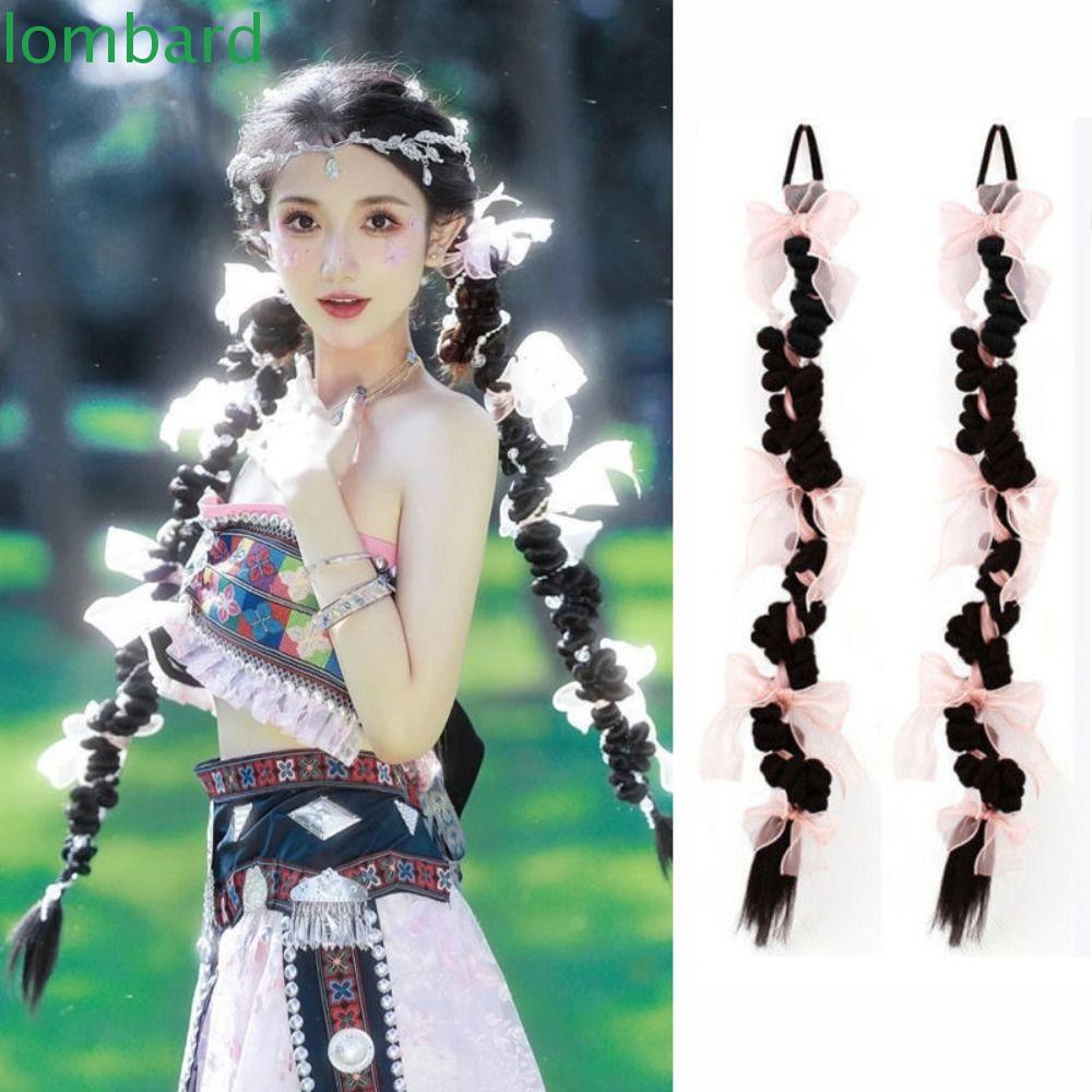 Tóc Giả Thắt Nơ Sợi Tổng Hợp Màu Đen Chịu Nhiệt Thời Trang Cho Nữ