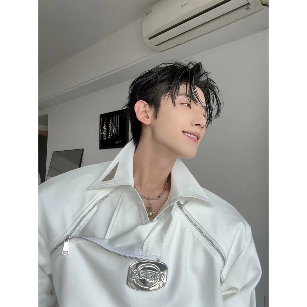 Áo Thun Ngắn Tay Cao Cấp Thiết Kế Khóa Kéo Đôi Phong Cách Hip Hop Đường Phố Mỹ Mùa Hè