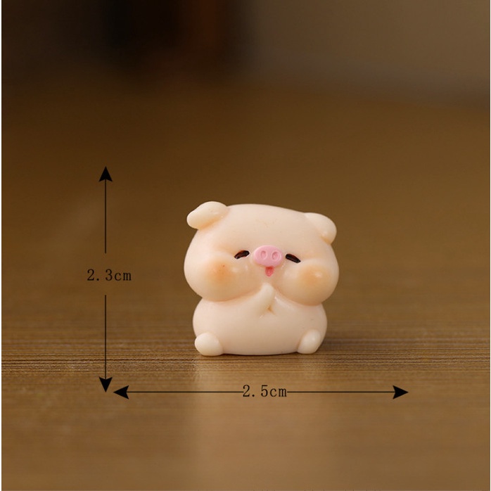 Mô hình gia đình chú heo con decor bàn học, terrarium, DIY