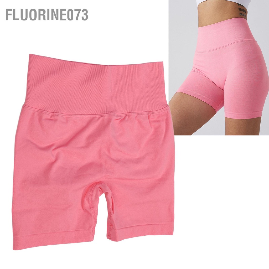 Fluorine073 Cao Cấp Hông Nâng Tập Yoga Quần Short Nữ Mềm Mại Thoáng Khí Kiểm Soát Bụng Thể Thao Chạy Bộ Hồng L