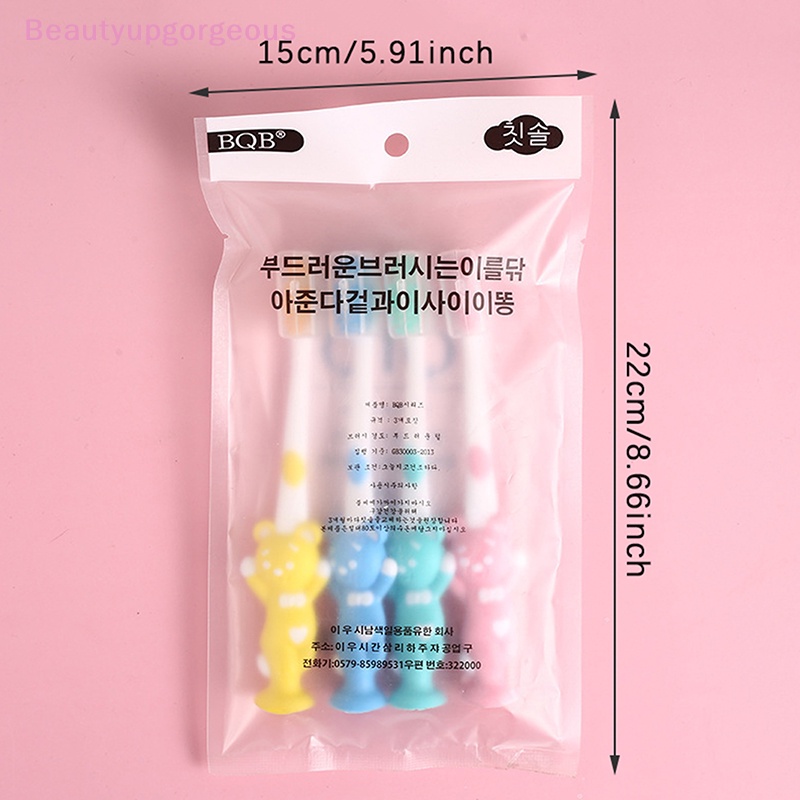 Set 4 Bàn Chải Đánh Răng Tay Cầm Ngắn Họa Tiết Hoạt Hình Cho Bé