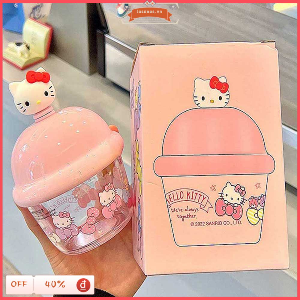 Sanrio Bình Nước Bằng Nhựa Có Ống Hút Họa Tiết Hoạt Hình Dễ Thương Cho Bé