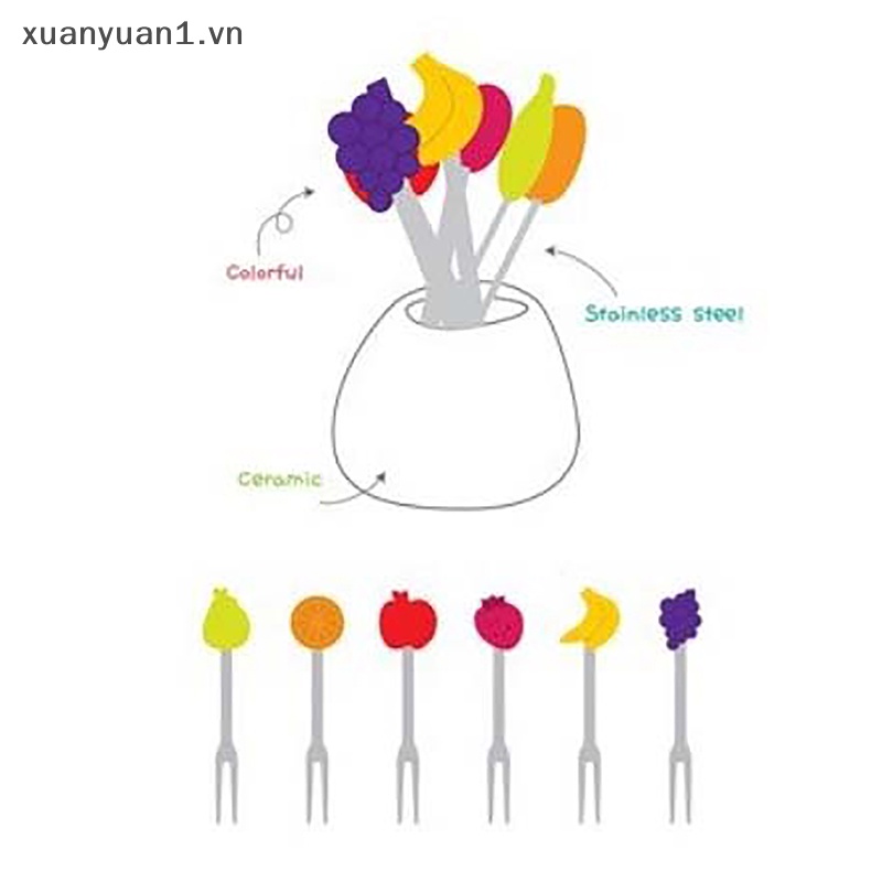 Nĩa Ăn Trái Cây Bằng Thép Không Gỉ Và Silicon Cao Cấp
