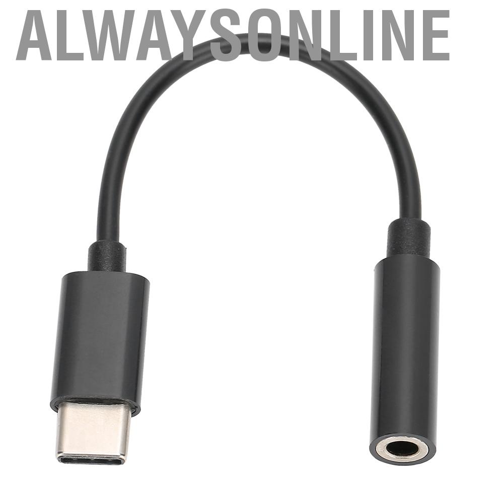 Alwaysonline USB‑C Type C Adapter Port To 3.5MM Aux Jack  Headphone Cable FFG