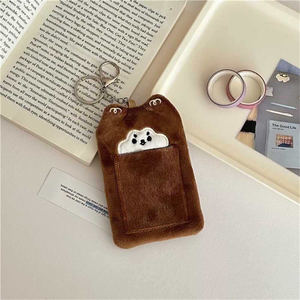 Vỏ Bọc Thẻ ID / Móc Khóa Hình Động Vật Nhồi Bông 3 Inch Đáng Yêu