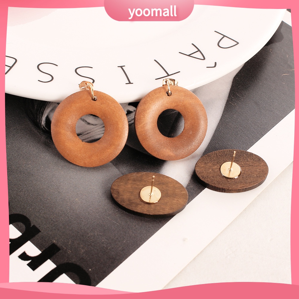 [YM] Khuyên Tai Dáng Dài Bằng Gỗ Thời Trang Cổ Điển Hình oval Dễ Phối Đồ Cá Tính Dành Cho Bạn Nữ