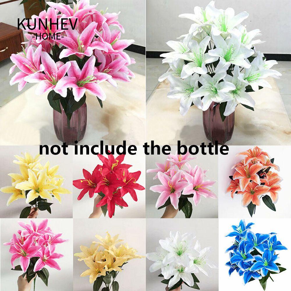 KUNHEV Bó 10 Bông Hoa Lily Giả Nhiều Màu Sắc Chất Lượng Cao