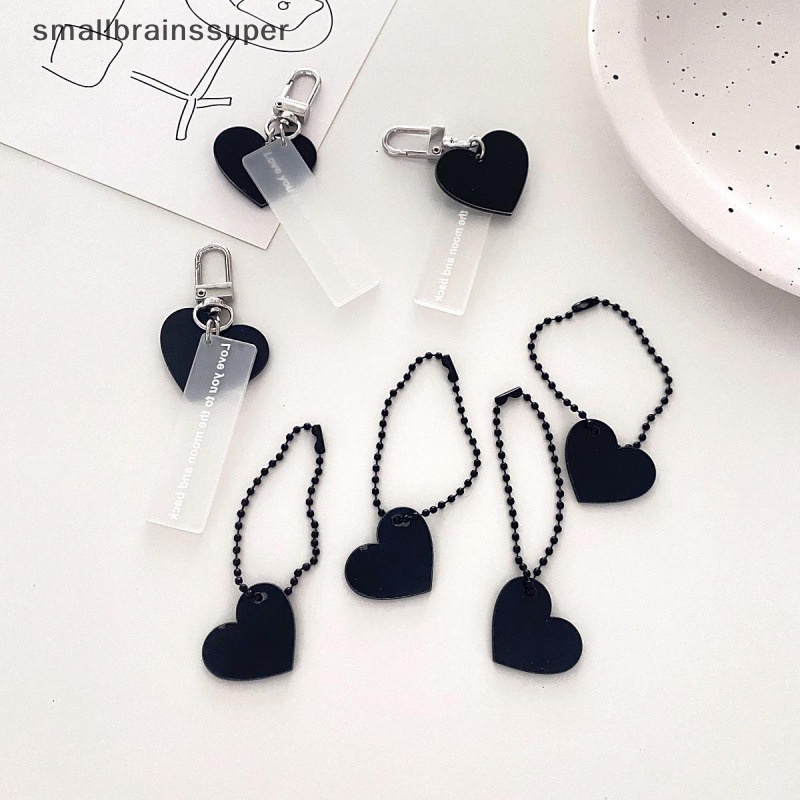 Móc Khóa Gắn Chuông Hình Đám Mây / Trái Tim Màu Đen Xinh Xắn Cho Cặp Đôi