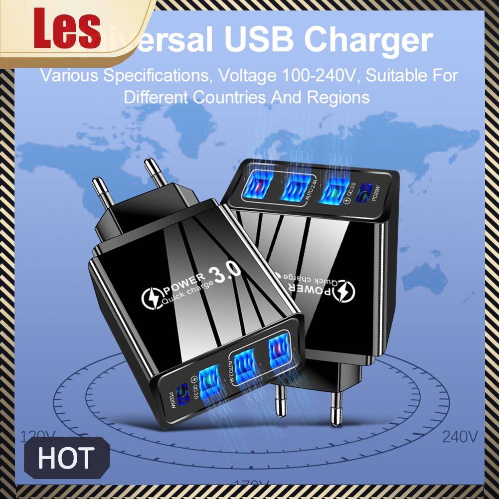 Củ Sạc Nhanh 3 Cổng USB 3.1A PD Type-C Cho Điện Thoại