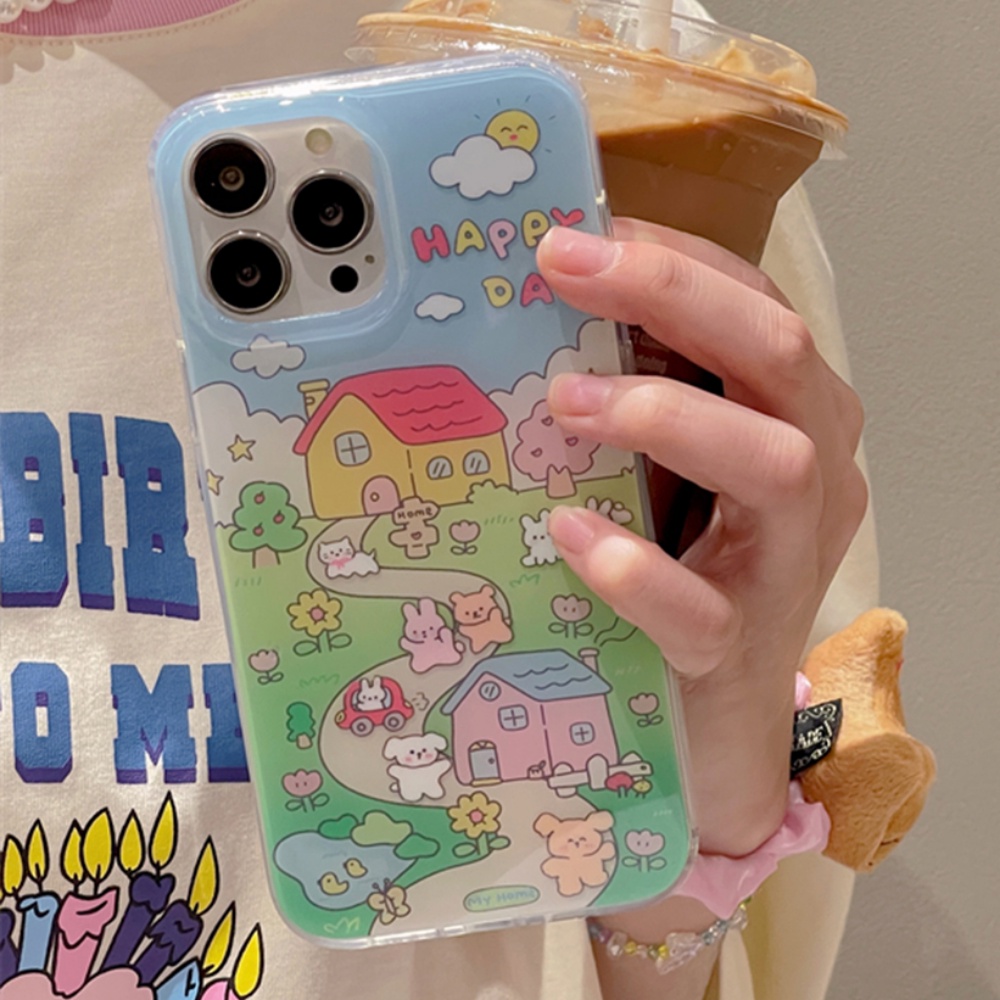 Ốp Điện Thoại TPU Mềm Chống Rơi Chống Dấu Vân Tay In Hình Thỏ / Gấu Dễ Thương Cho IPhone 11 12 13 14 Pro Max