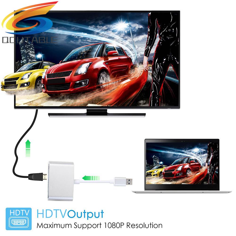 Bộ ChuyểN ĐổI USB 3.0 Sang HDMI VGA 1080P Cho Windows 7 / 8 / 10 PC TV