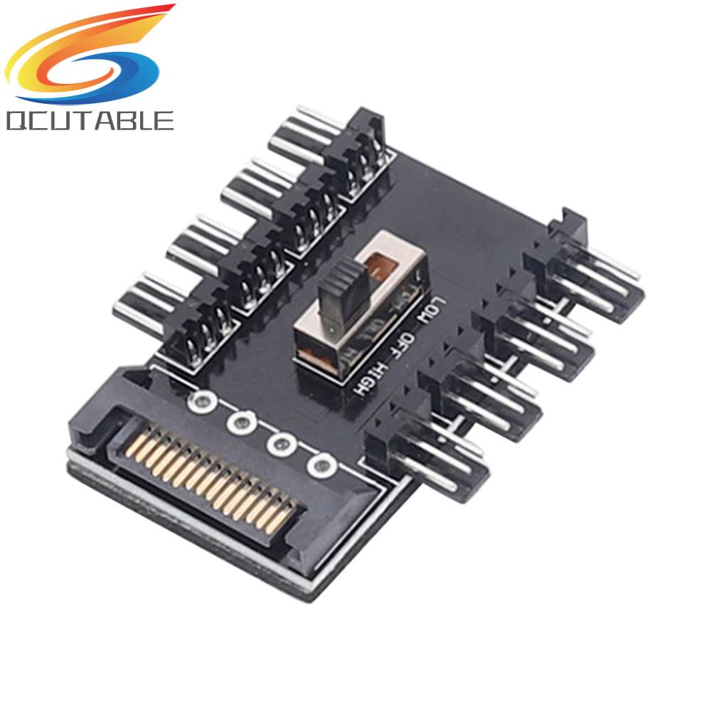 Bộ Chia Cổng Quạt Tản Nhiệt PC SATA 1 Sang 8 3Pin 12V 12V Chuyên Dụng