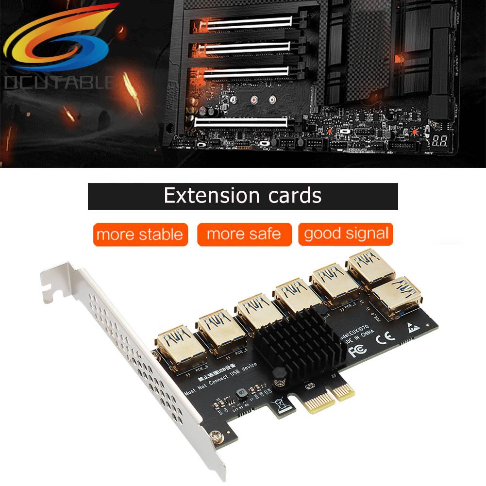 Card Mở Rộng PCI-E 1x 1 Sang 7 Kèm Cáp USB 3.0