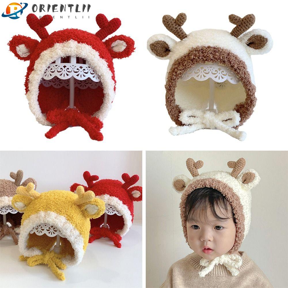 ORIENTLII Mũ Len Thủ Công Màu Trơn Bảo Vệ Cho Bé
