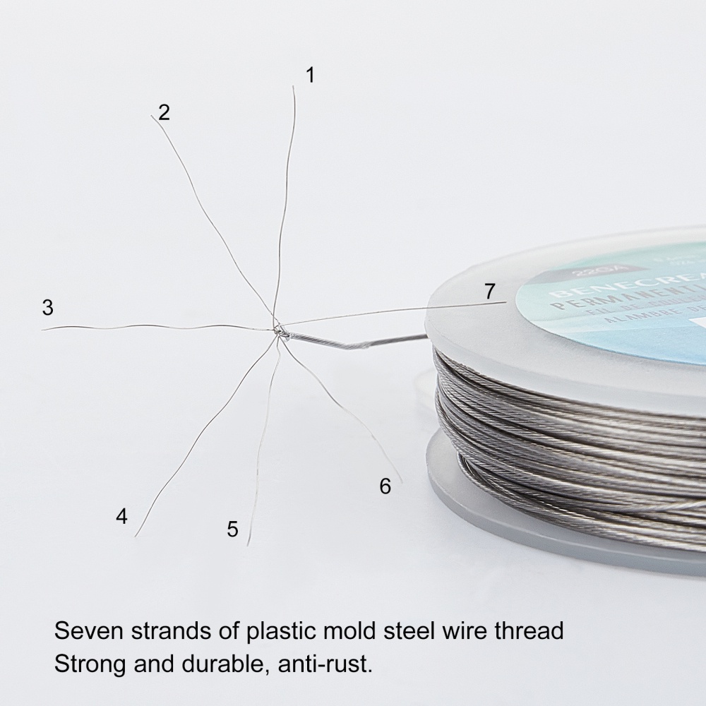 1 Cuộn Dây nylon 60m 0.5mm 7 Sợi Thép Không Gỉ 201 Làm Trang Sức Thủ Công