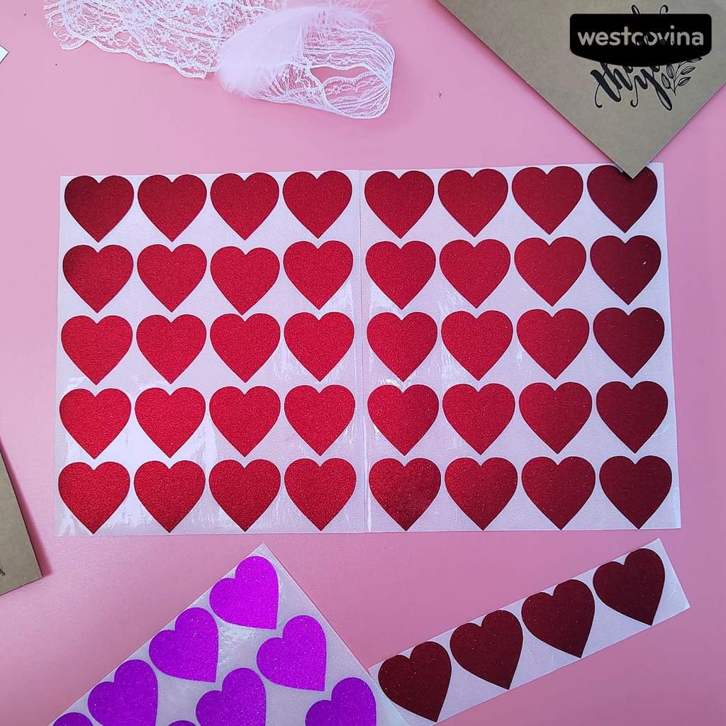 [WSTN]✎Bộ 40 Miếng Dán Trang Trí Hình Trái Tim Lấp Lánh Tháo Gỡ Dễ Dàng