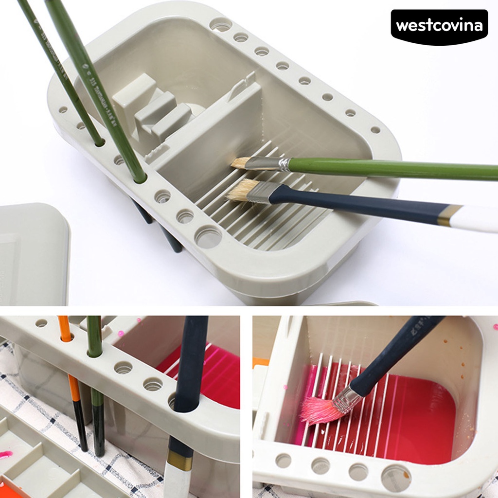 [WSTN] [WSTN]✎Set 3 Xô Đựng Bàn Chải Đánh Răng Có Nắp 2 Ngăn Chống Rò Rỉ