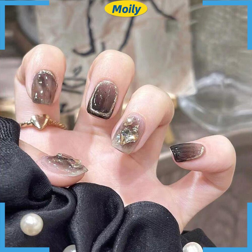 MOILYVN Bộ Móng Tay Giả Ngắn Đầu Tròn Có Thể Tháo Rời Cho Nữ