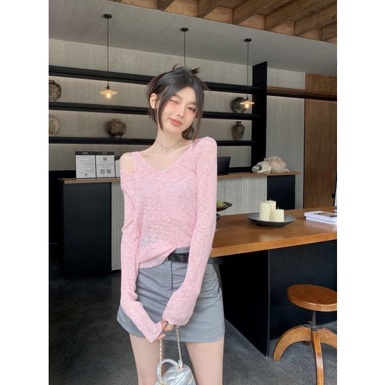 Áo Sơ Mi Nữ Tay Dài Giả Hai Lớp Chống Nắng Thời Trang