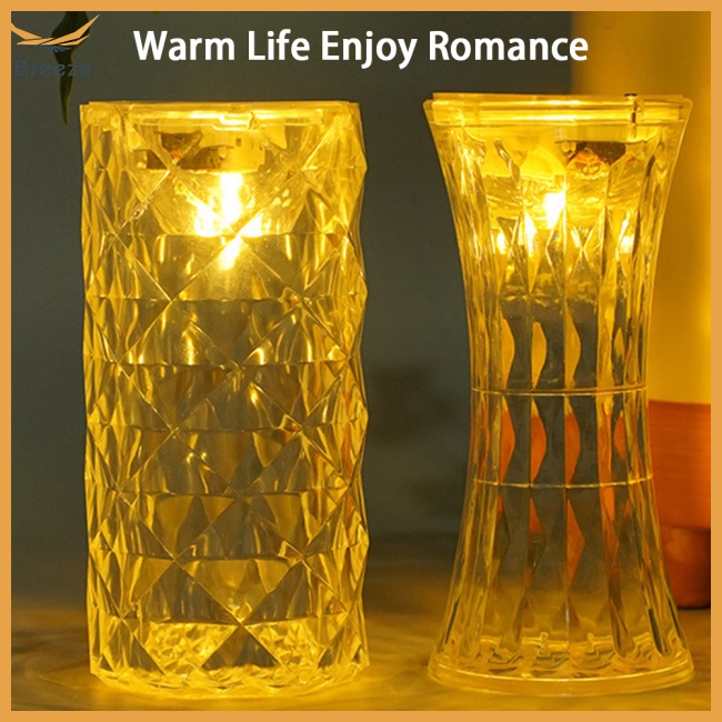 Đèn Ngủ Pha Lê Hình Hoa Hồng Lãng Mạn Chạy Bằng Pin Dùng Trang Trí Nhà Cửa / Khách Sạn