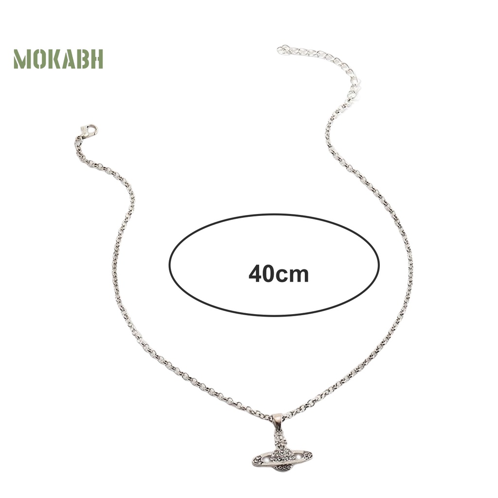 [Mok Abh] Vòng cổ Mặt Hình Hành Tinh Đính Kim Cương Giả Ngắn Chống Oxy Hóa Có Thể Điều Chỉnh Trang Phục Nữ