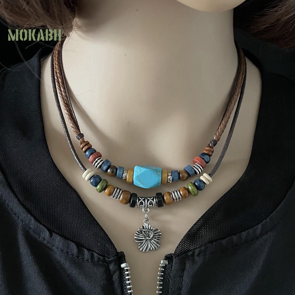 Vòng cổ Nhiều Lớp Họa Tiết Hoa Bằng Kim Loại Thời Trang Cho Nam