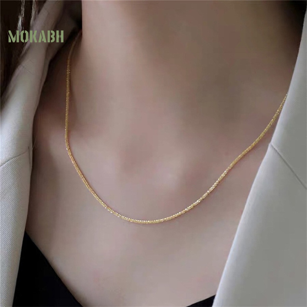 [Mok Abh] Vòng Cổ Choker Sáng Bóng Cá Tính Không Bóng Tối Giản Trang Trí Công Việc Tốt Lấp Lánh Phụ Kiện Trang Sức