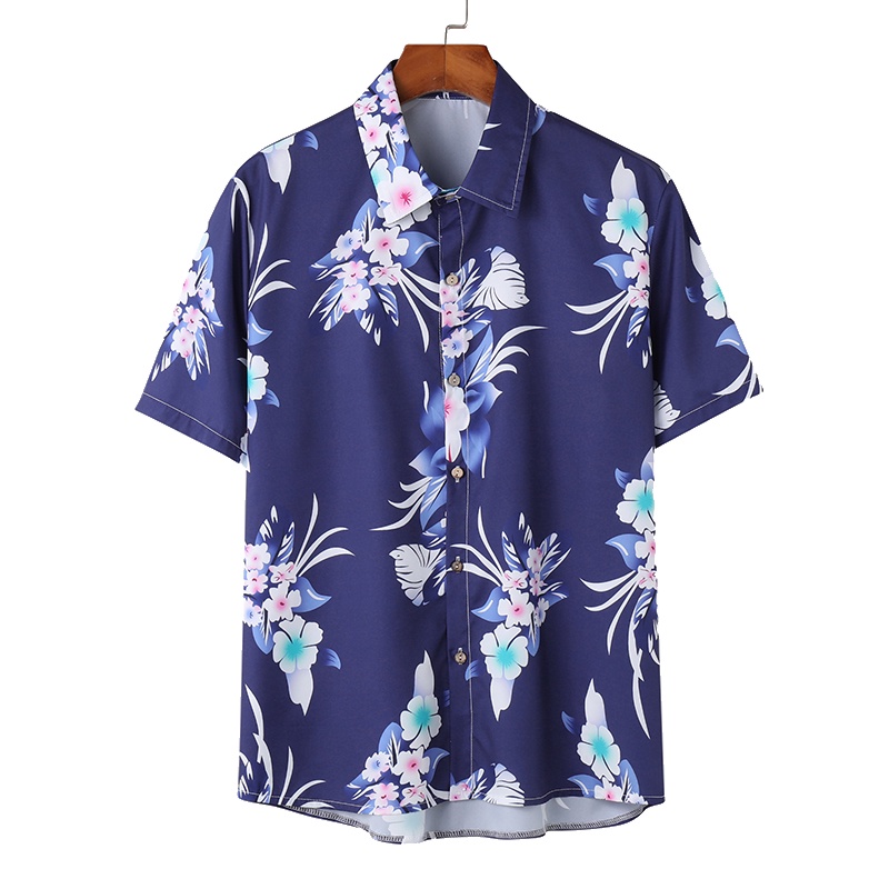 INCERUN Áo Sơ Mi Ngắn Tay In Hoa Thời Trang Dành Cho Nam