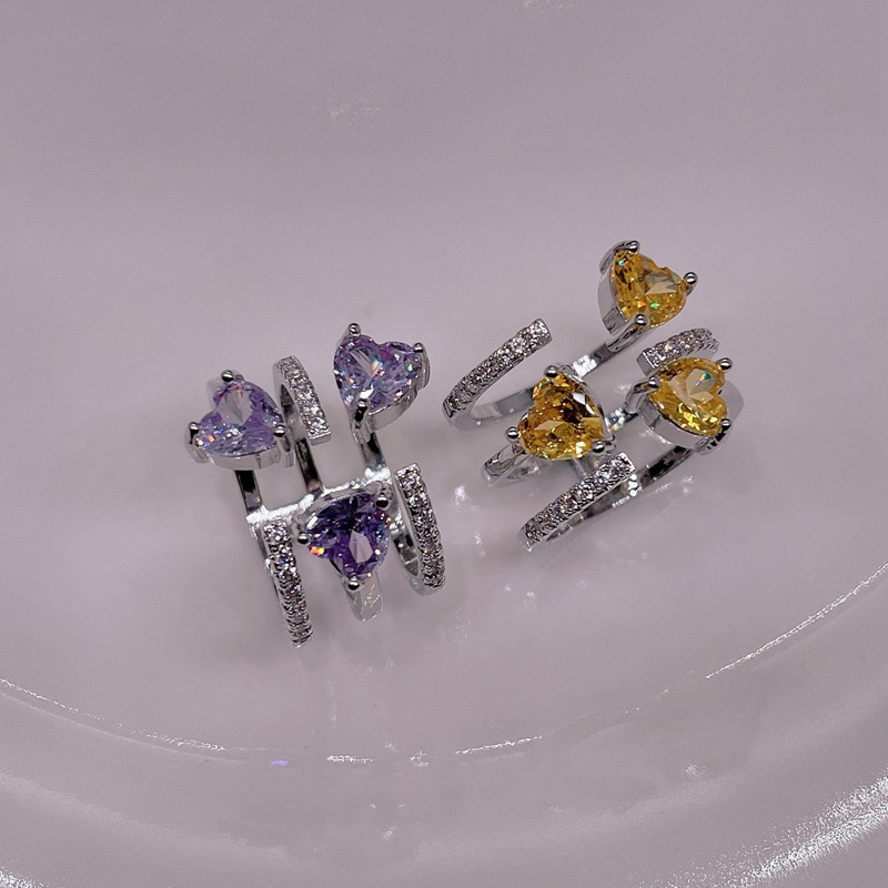 Nhẫn Hở Hình Trái Tim Đính Đá Sang Trọng Cho Nữ