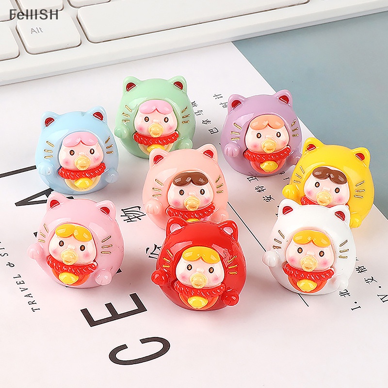 Núm Vú Giả Hình Mèo May Mắn Bằng Nhựa Resin Màu Sắc Dễ Thương Trang Trí Bảng Điều Khiển Xe Hơi 439br