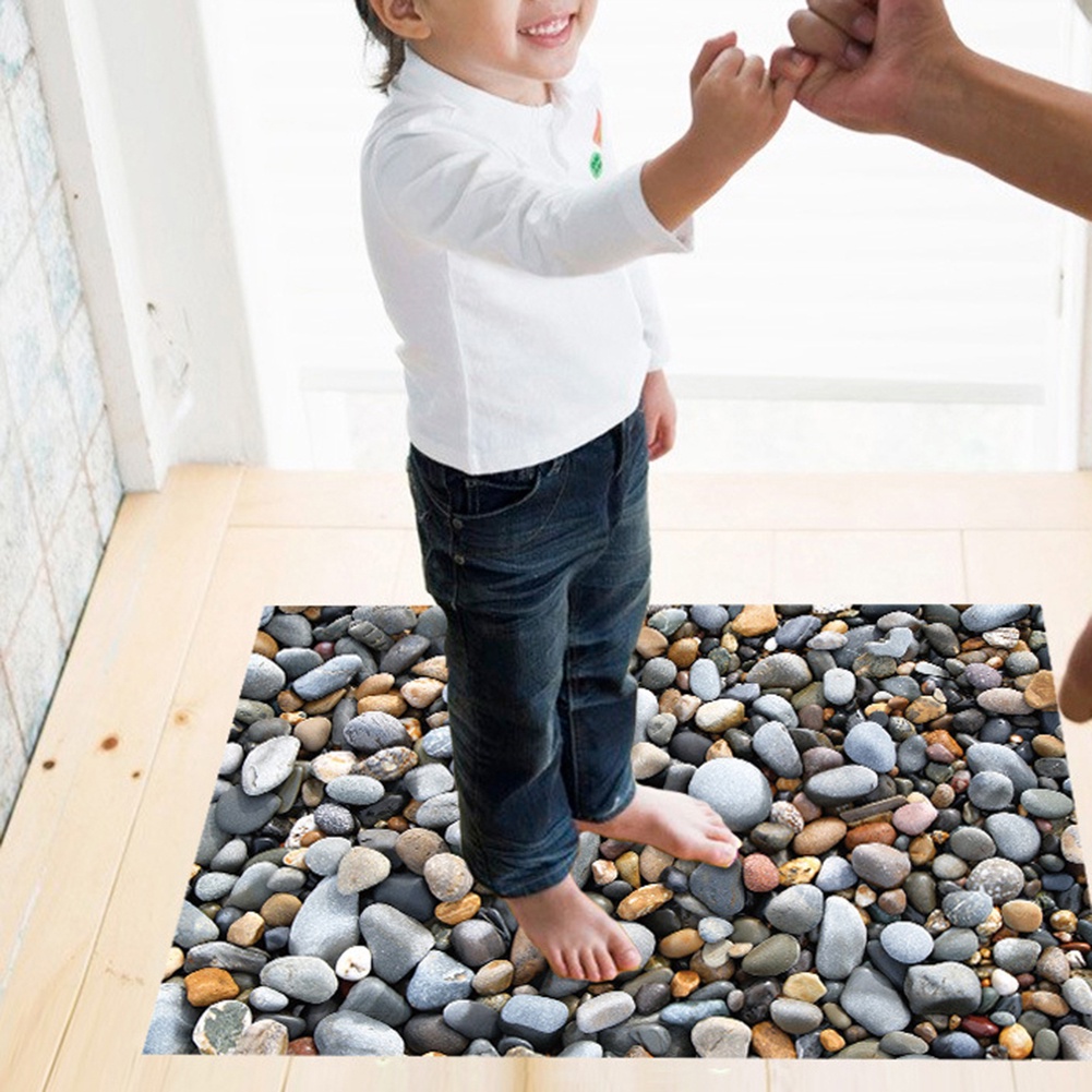 Miếng Dán Sàn Nhà Chống Trượt Hình Đá Cuội 3D Độc Đáo