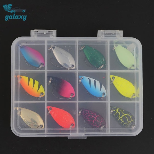 Set 12 Mồi Giả Nhử Cá Bằng Kim Loại Nhiều Màu Sắc Kèm Hộp Đựng
