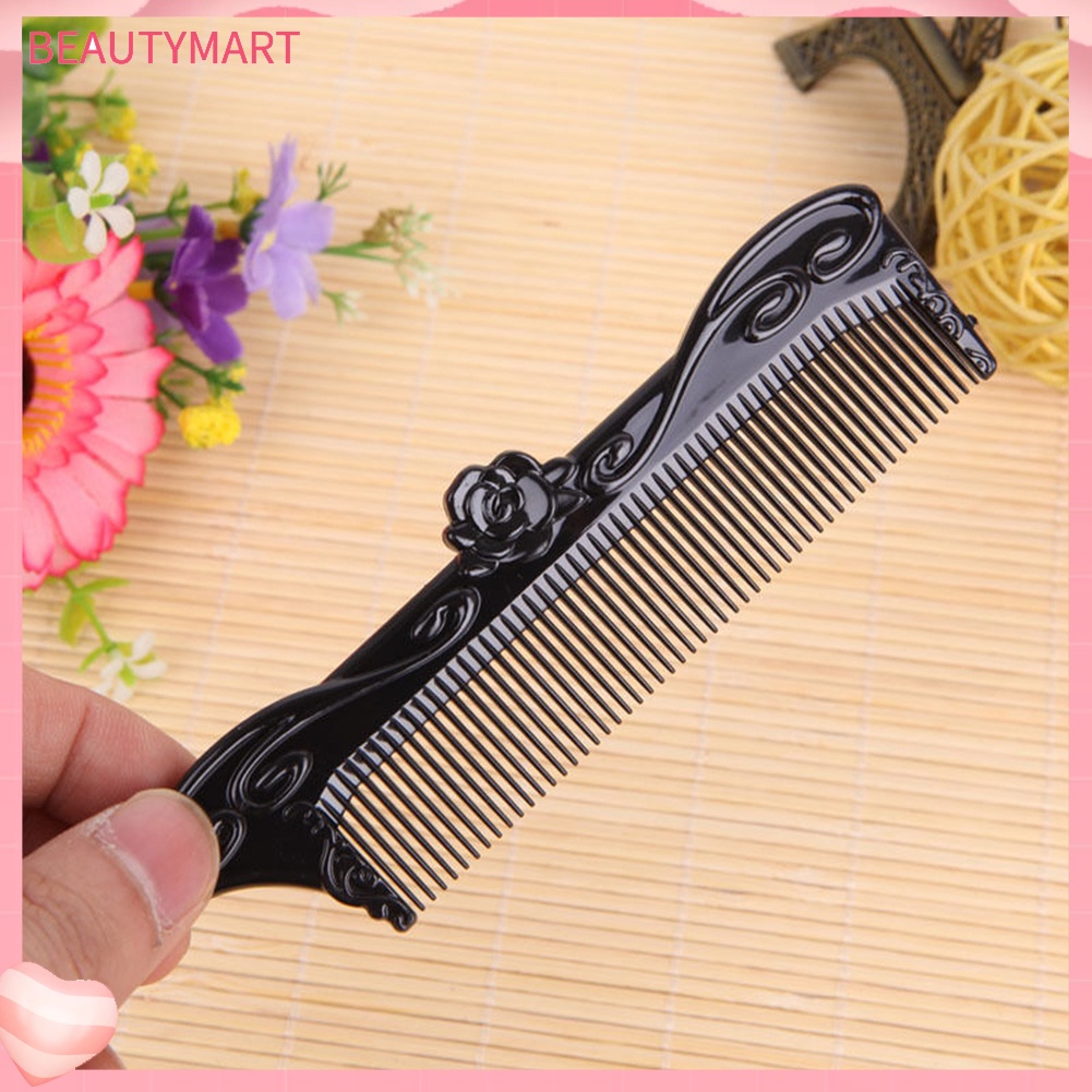 Lược Tạo Kiểu Tóc Bằng Nhựa Màu Đen Răng Nhọn Họa Tiết Hoa Hồng